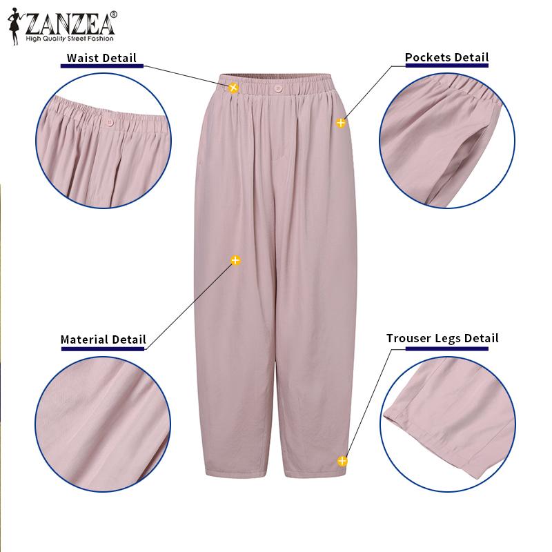 Купить ZANZEA Женские однотонные свободные плиссированные брюки с ...