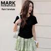 Mark Fairwhale Women's Pleated Round Neck Short Sleeve T-Shirt