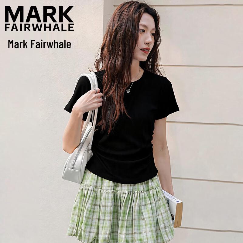 Mark Fairwhale Women's Pleated Round Neck Short Sleeve T-Shirt