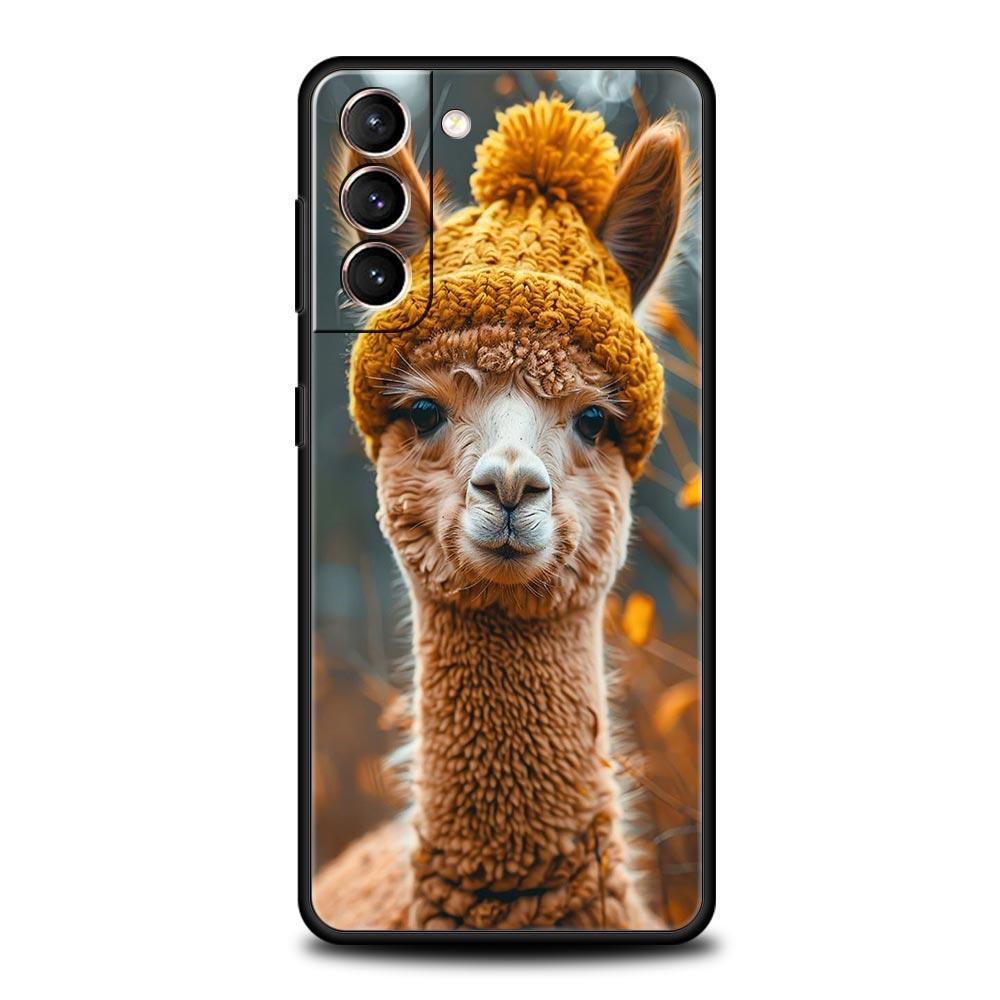 Kawaii Alpaca Lovely Phone Case For Samsung Galaxy S24 S23 S22 S20 Ultra S21 FE 5G S10 S9 Plus S10E S8 Soft Silicone Cover