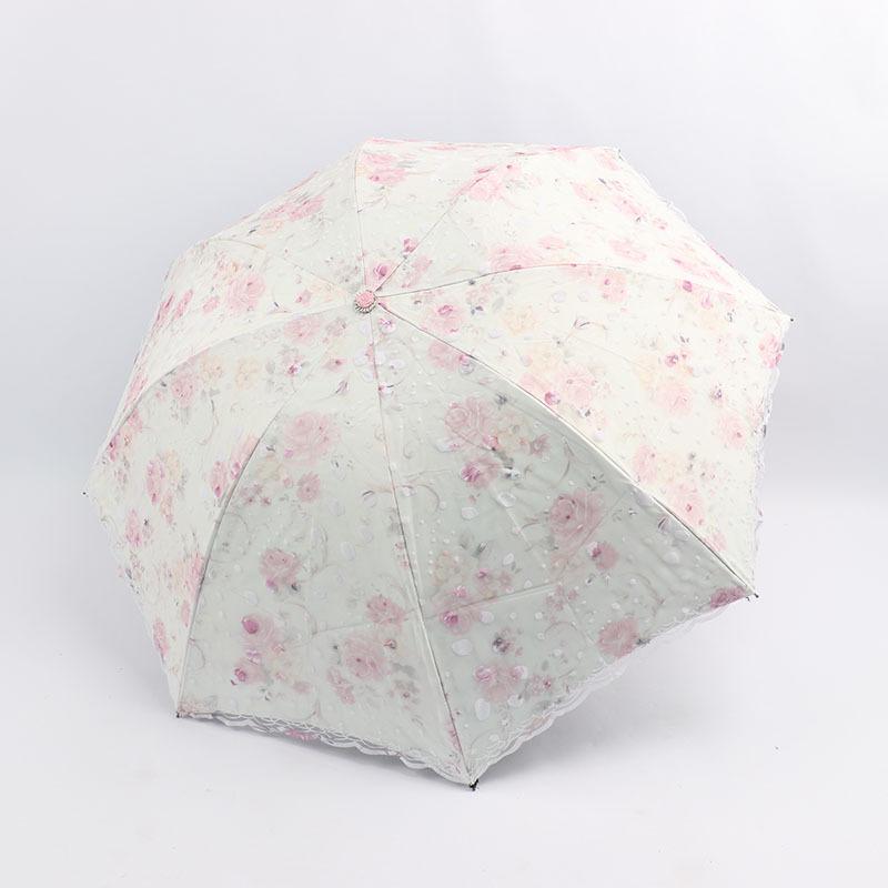 Umbrella lace with UV protection for women, parasol pocket windproof, waterproof, sun and rain, travel  umbrella for women