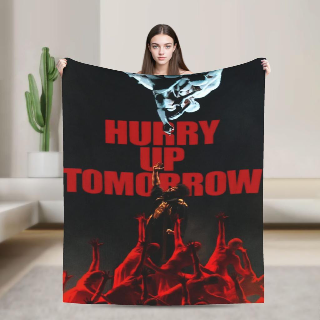 The Weeknds Rapper Singer Flannel Blanket New Album Hurry Up Tomorrow Warm Soft Throw Blanket for Bedspread Sofa Bed Cover