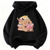 Sød Kat med Capybara Læser Bog Hættetrøjer Børne Sweatshirt Hættetrøje til Drenge Piger Forår Afslappet Hættetrøje