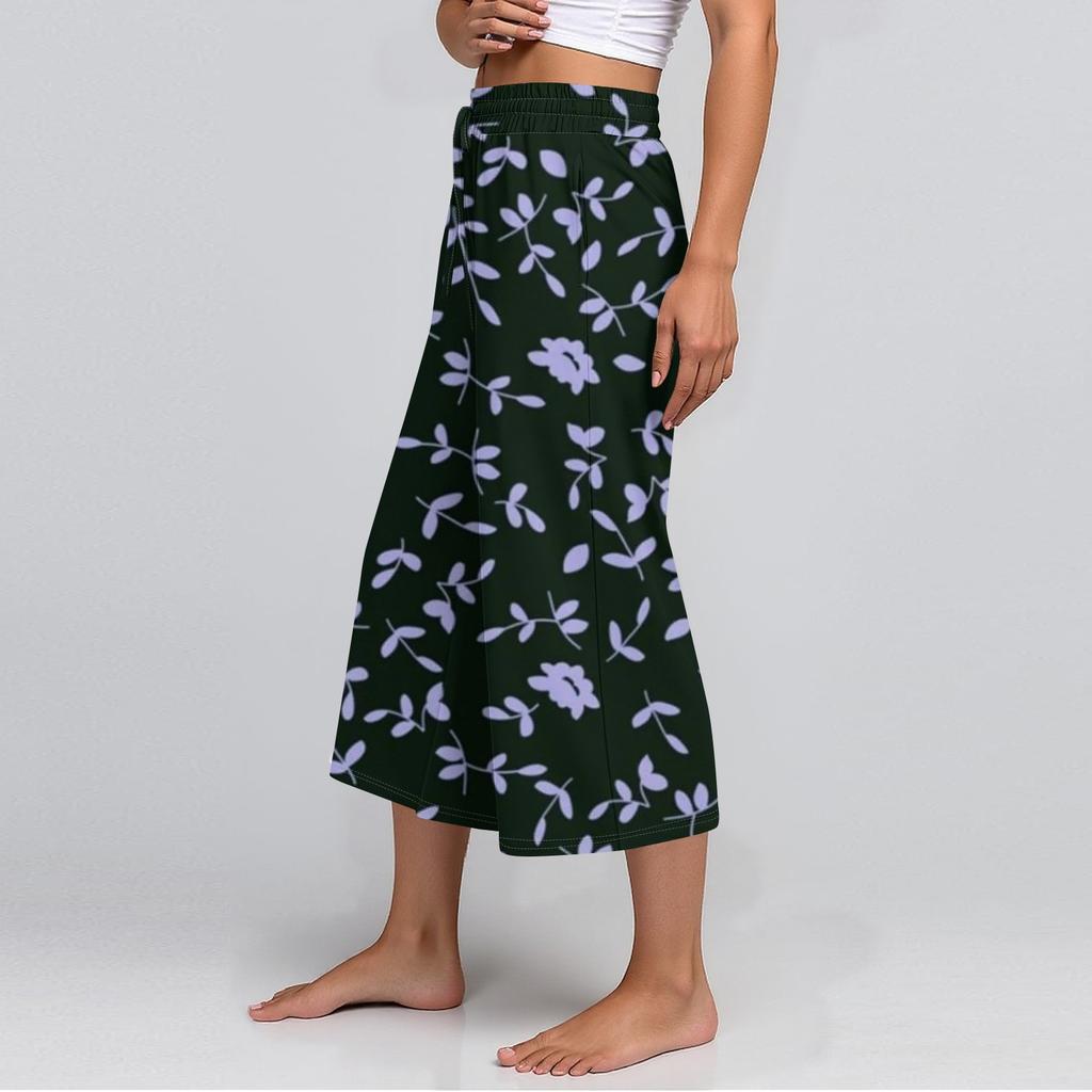 Damen Sommer Hohe Taille Bedruckte Freizeit-Sportbekleidung Lässige Cropped-Hose Weite Hose