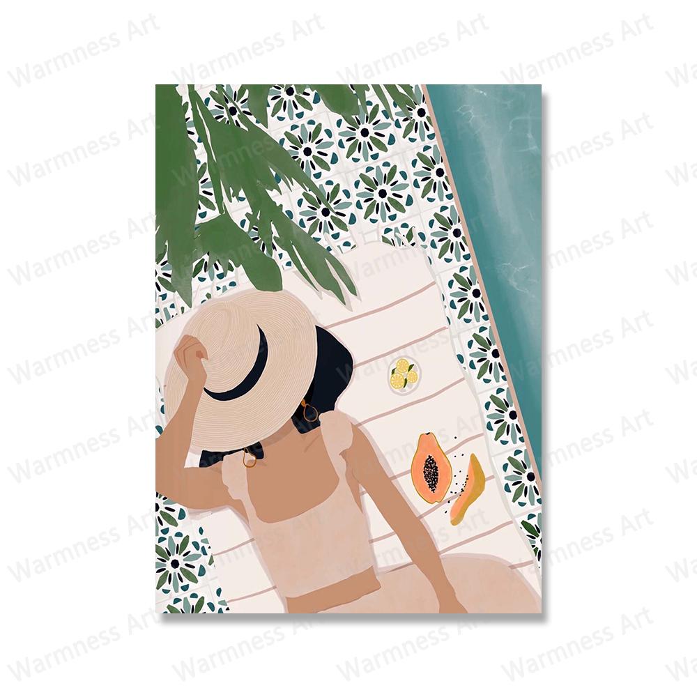 Boho Women Empowerment Wall Art Canvas Painting Female Posters And Print Black Cat with Girl Wall Pictures For Living Room Decor