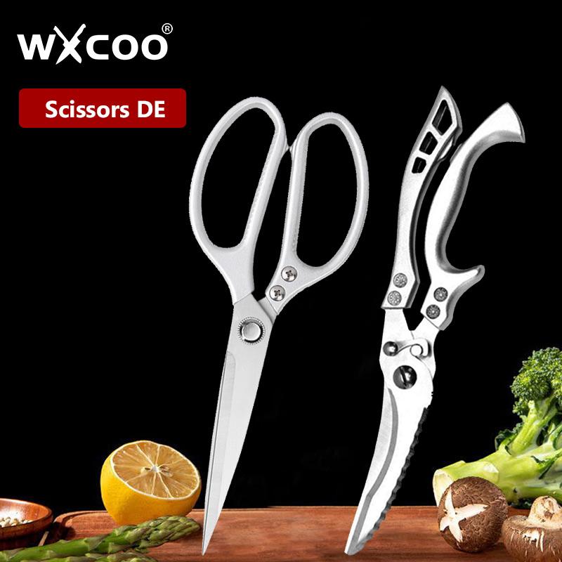 WXCOO Stainless Steel Kitchen Scissors Chicken Bone Scissors Cutting Multifunctional Food Scissors Slicing Fish Meat 5