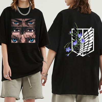 Men's 100% Cotton Crewneck T-shirt Attack On Titan Eren Jaeger Eye Attack Giant Short Sleeve Sleeve Ins Trend