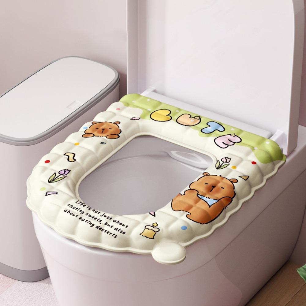 New Capybara Toilet Seat Cover U-Shaped Universal Toilet Lid Cushion Reusable Washable Toilet Pad Mat Toilet Accessories