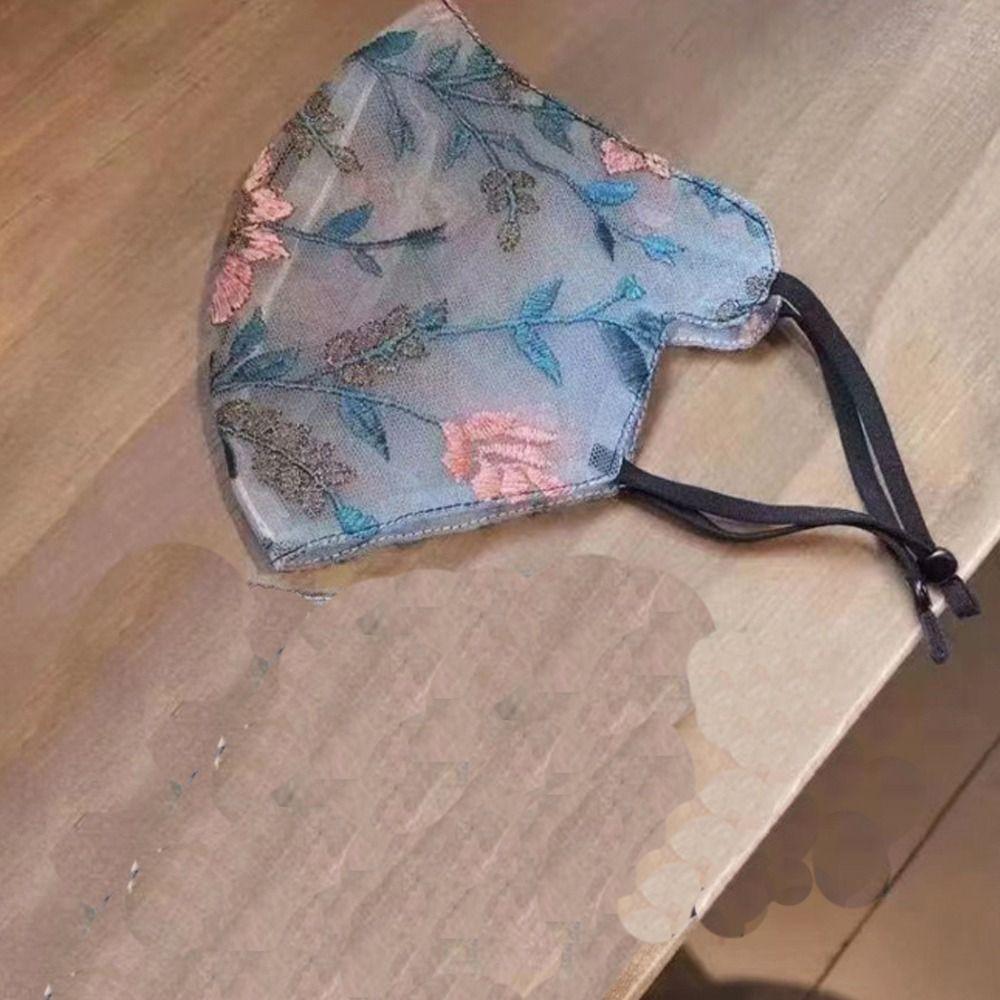 

Breathable Lace Mask Face Veil Riding Face Mask Exquisite Sunshade Mask Outdoor Sports Supplies синій