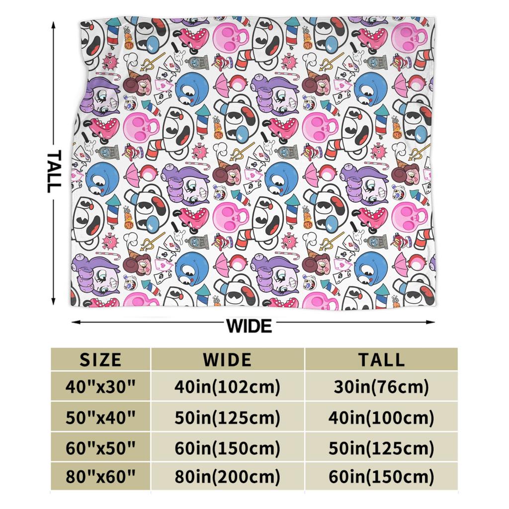 Cartoon Cuphead and Mugman Game Blankets Fleece Spring Autumn Breathable Soft Throw Blankets for Bedding Couch Plush Thin Quilt