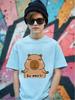 Bright Capybara Short Sleeve T Shirt For Kids Summer Cute Crewneck Casual 3-14