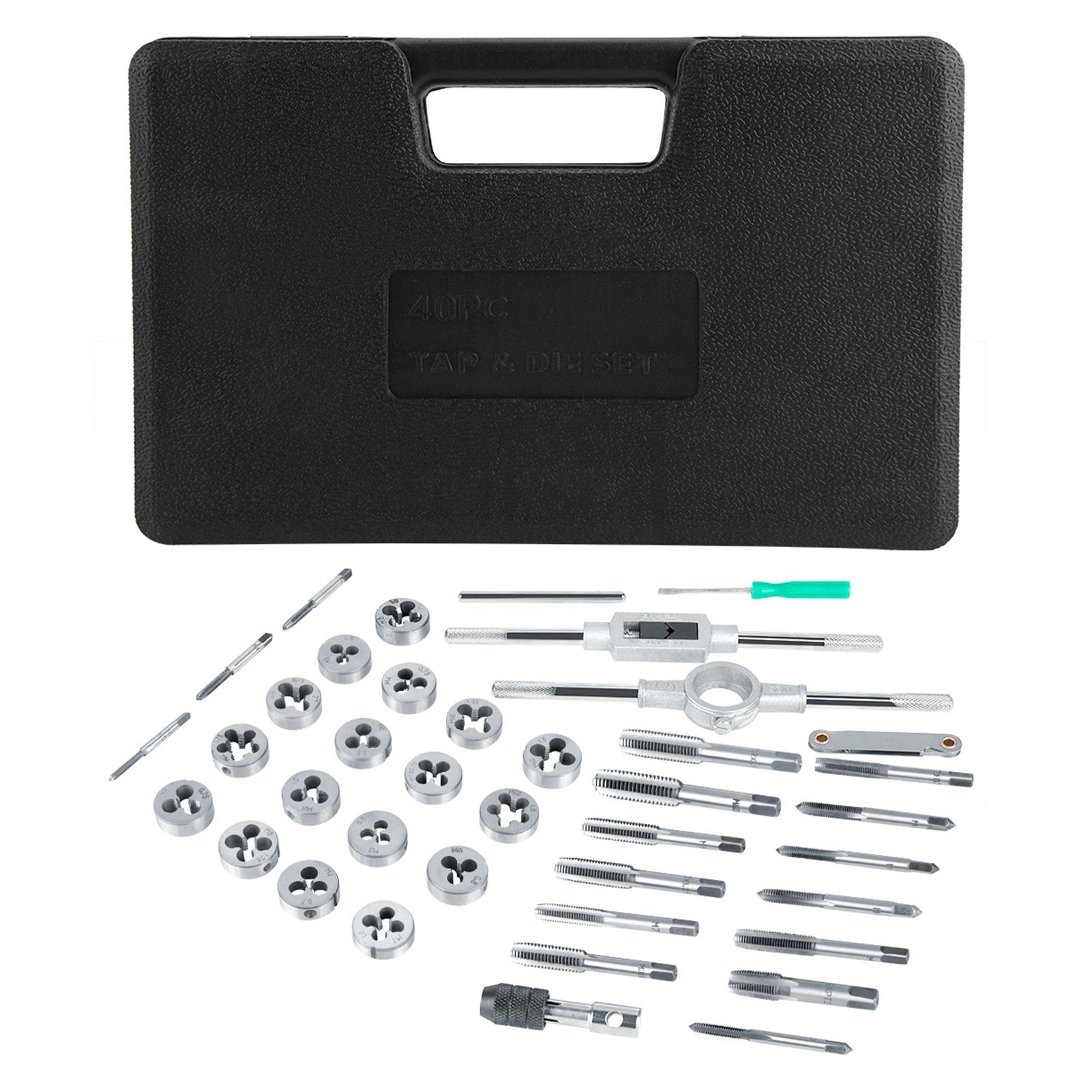 

40Pcs M3 M12 Screw Nut Tap and Die Set with Wrenches and Thread Gauge Heavy Duty Hand Tools
