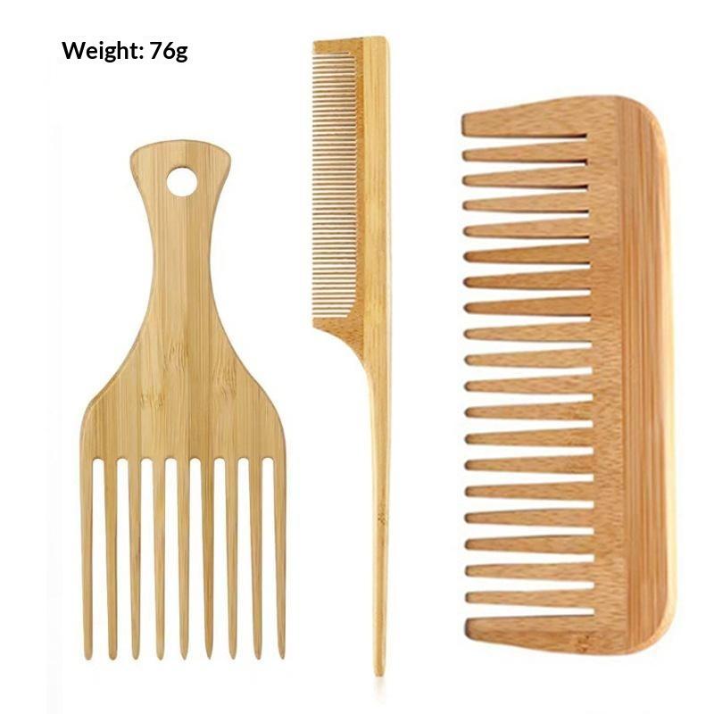 1/3/4Pcs Handmade Bamboo Anti-Static Combs Set Natural Bamboo Comb For Women Men Hair Beard Wood Combs For Teasing Strands