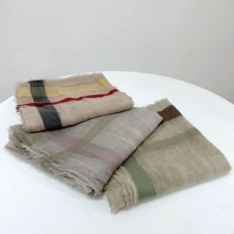 Autumn And Winter Vintage Wool Scarf Warm Shawl For Lady Classical Stripe Long Winter Wool Scarves