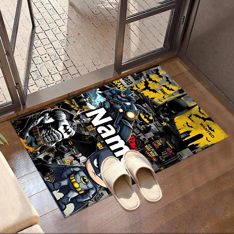 Custom Name Personalized Batman Print Carpet, Versatile Home Decor Rug, for Playroom, Apartment, Balcony, Entryway, Hallway Gift