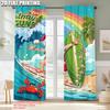 2 Stück, 2D-Flachdruck Vorhangstoff Frohe Weihnachten Santa Surfen Strand Polyesterstoff (ohne Stange) Geschenke für den Alltag