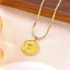 French Baroque Pearl & Gold Coin Stainless Steel Necklace for Women - High-End Feel, Retro Light Luxury Design