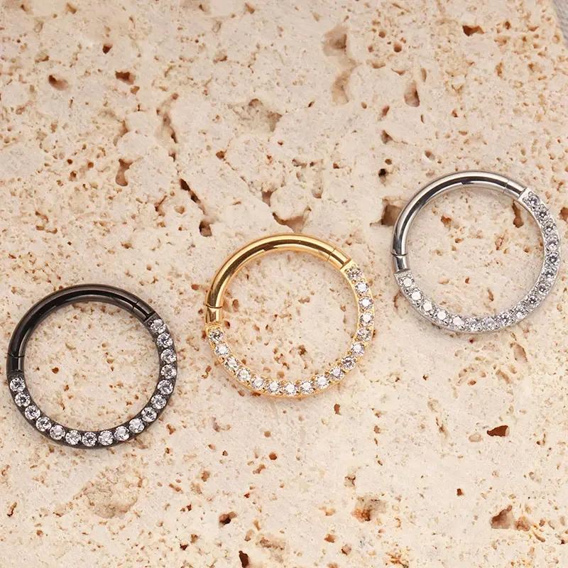 1 Stück G23 Titan Nasenring 16G 18G 20G Klappbares Septum Clicker Segment Ohr Tragus Knorpel Helix Daith Lippe Körper Piercing Schmuck