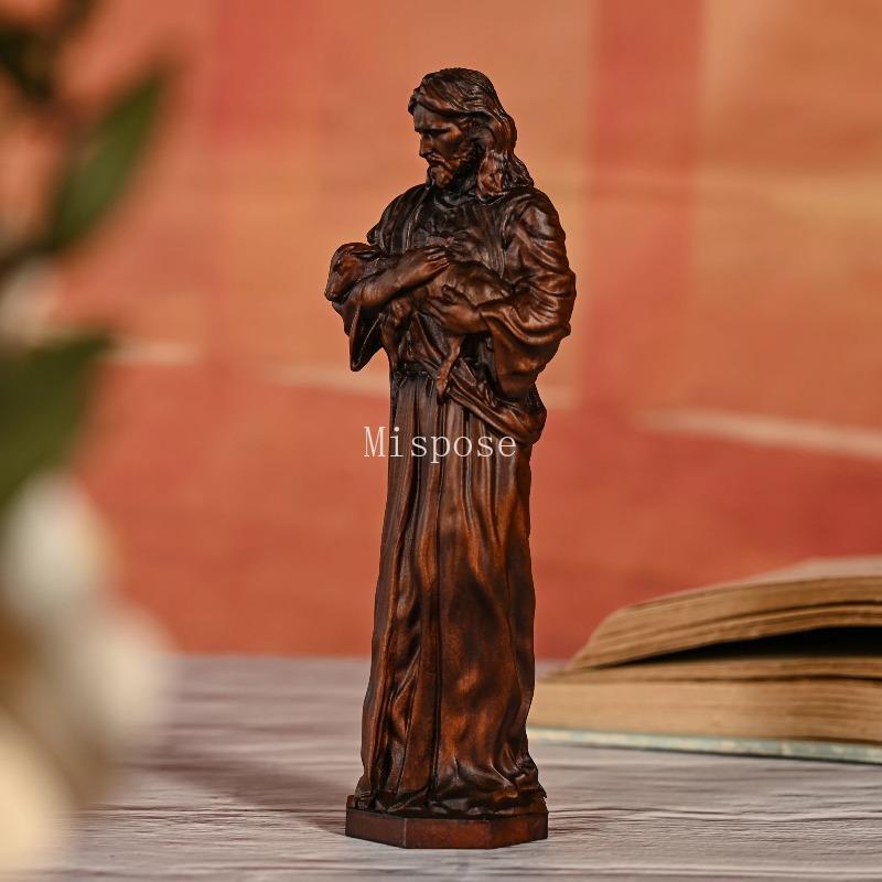 Vintage Wood Carving Creative Jesus Statue Home Living Decoration Gift