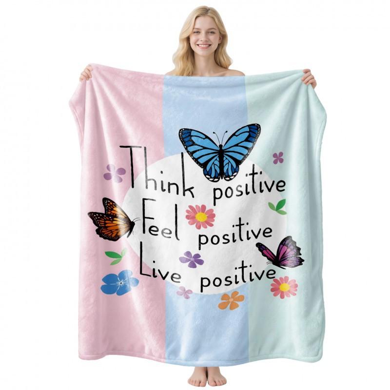 Soft Fleece Blanket With Customizable Gift Text Print Sofa Nap Or Air Conditioning Use