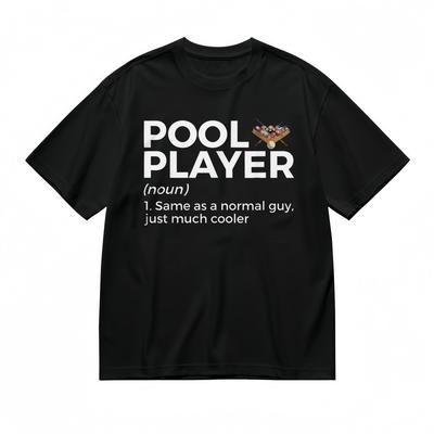 T-shirt pour homme avec graphique humoristique Noun Joueur de billard Unisexe Noir 100% Coton Hauts