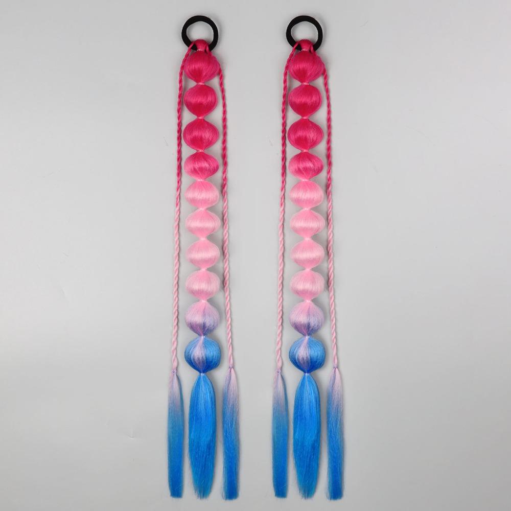 2Pcs Colorful Twist Braid Bulk Lantern Braid Braided Ponytails Natural Bubble Jumbo Braid for Women