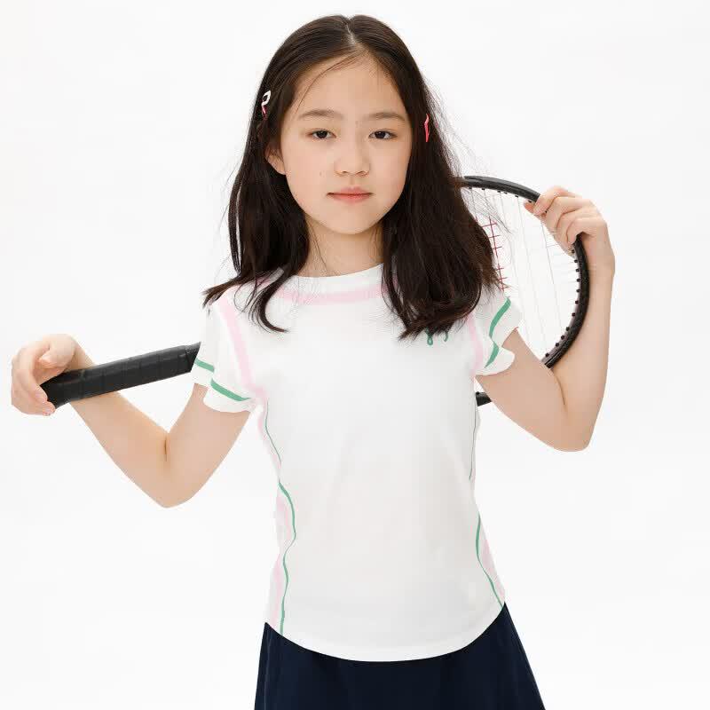 Naju Girls Retro Color Block Combed Cotton T-Shirt 150 cm