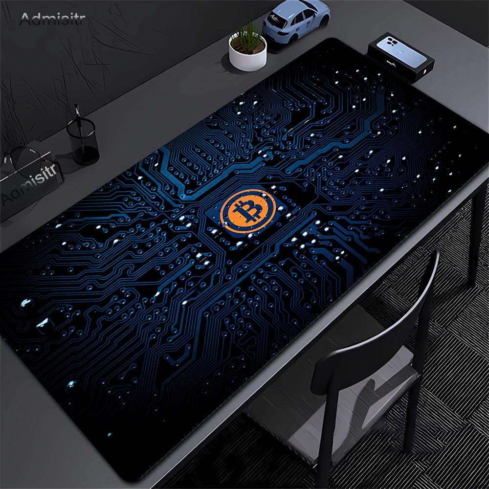 Large Gaming HD Mousepad Bitcoin Mouse Pad Anti-slip Rubber Mouse Mat Computer Gamer Desk Mat Stitched Edge Black Gamer Mousepad