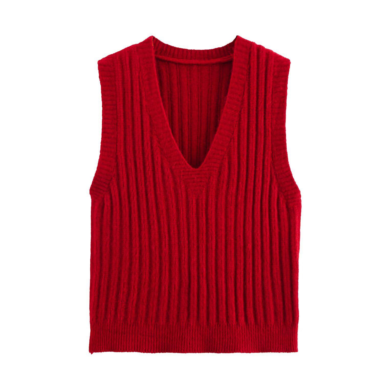 

Ladies’ 2025 Spring V-Neck Slim Knit Vest - European & American Style Small