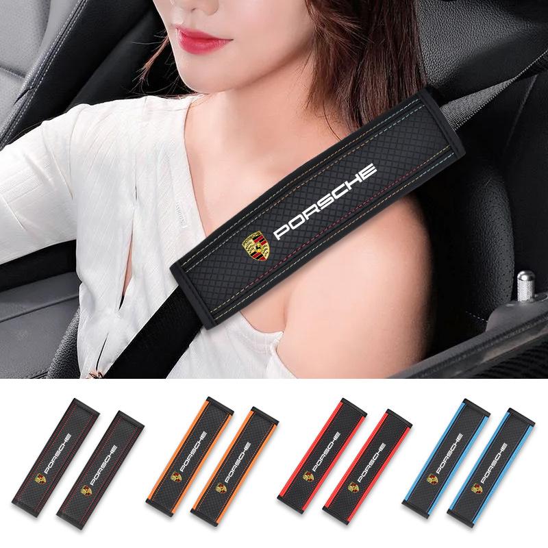 for Porsche Cayenne Panamera Macan Boxster 911 Carrera-GT 928 944 2Pcs Car Seat Belt Protector Cover Auto Interior Accessories