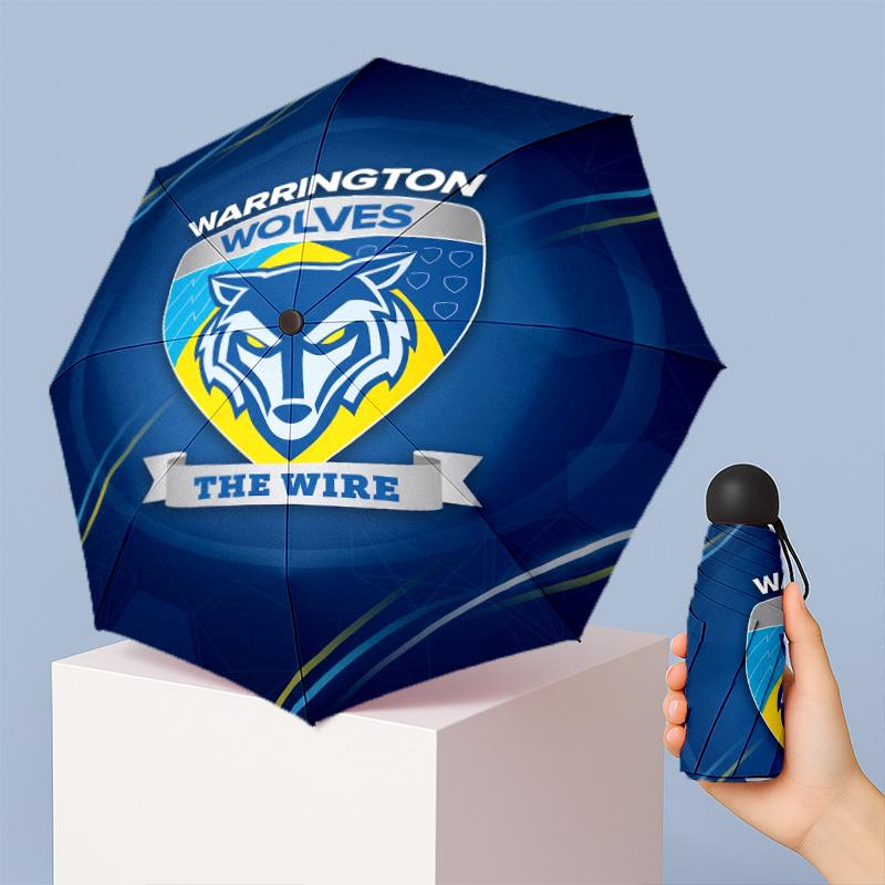 Warrington Wolves Printed 5?Fold Mini Umbrella 8?Rib Windproof Compact Umbrella For Women Pocket Carry