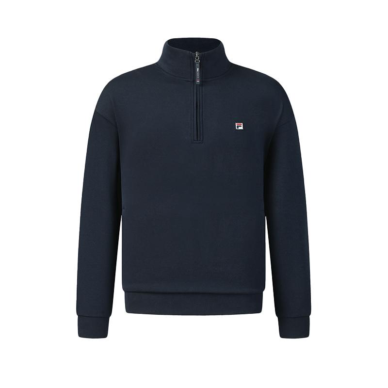 Fila Tennis Minimalist Fashion Classic Retro Sports Casual Versatile Comfortable Half-Zip Loose Sweatshirt Men sweatshirt Sky-Blue A11M613206FBU