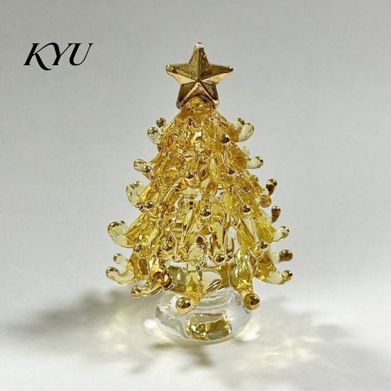 Colorful Glass Tree Art Glazed Christmas Ornament with Star Topper, Party Table Decor Art, Faux Crystal Tabletop for Home Office Holiday Centerpiece