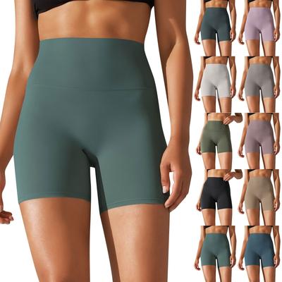 Women's Casual, Sexy And Comfortable Solid Color Double-sided Brushed Tight High-waist Elastic Sports Fitness Three-point Yoga Pants