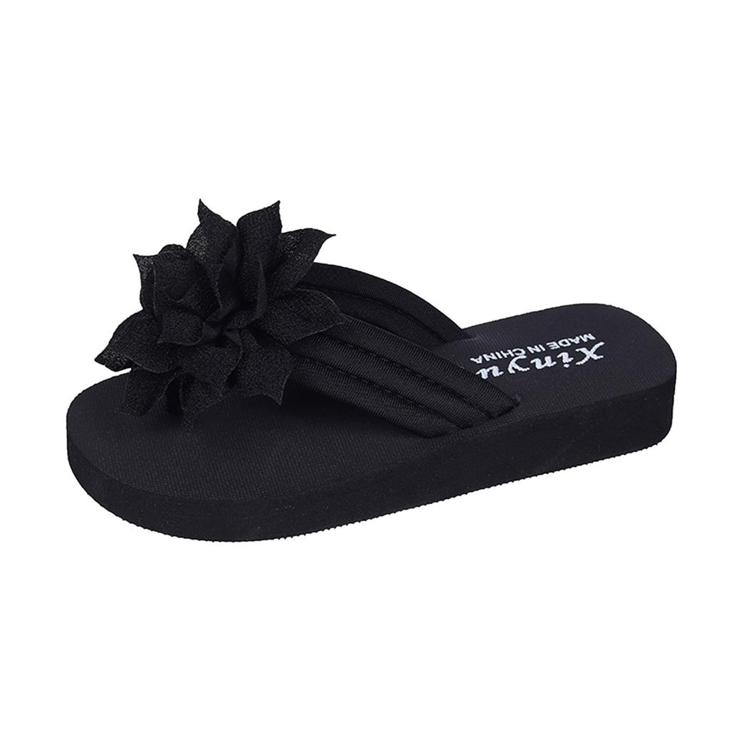 Ladies Fashion Summer Solid Color Suede Flower Decorative Open Toe Microwavable Slippers Women Womens Fuzzy Slipper Socks Goats