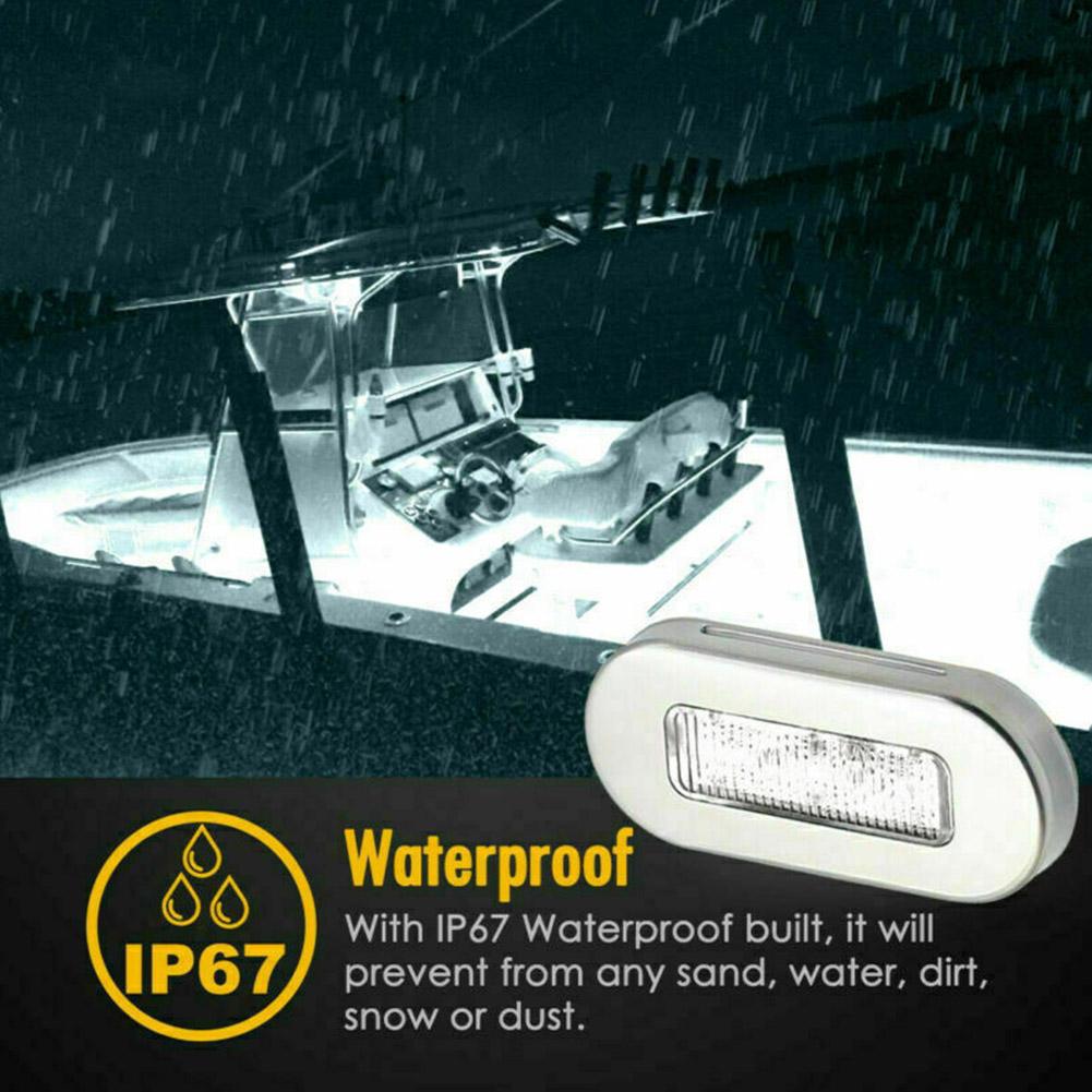 2pcs 12V 3 LED Marine Boat Transom Light LED Courtesy Light With Screws Yacht Marine Boat Cabin Deck Lamp Waterproof LED Oblong