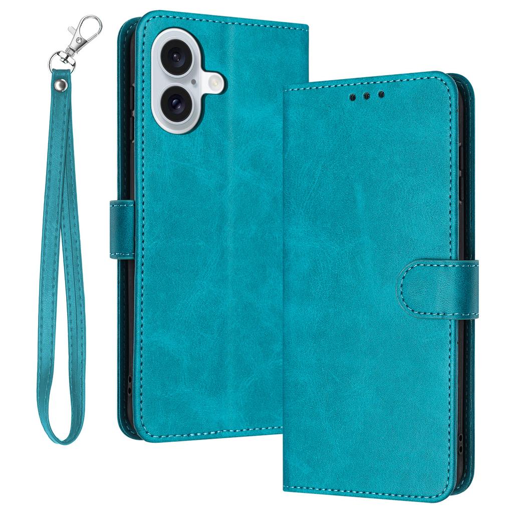 For iPhone 16 Plus Case PU Leather Flip Phone Cover Calf Texture Handbag