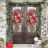 2025 Christmas Door Wreath Red And Candy Cane Teardrop Ornaments With Balls For Home Outdoor Decoration Christmas Flower