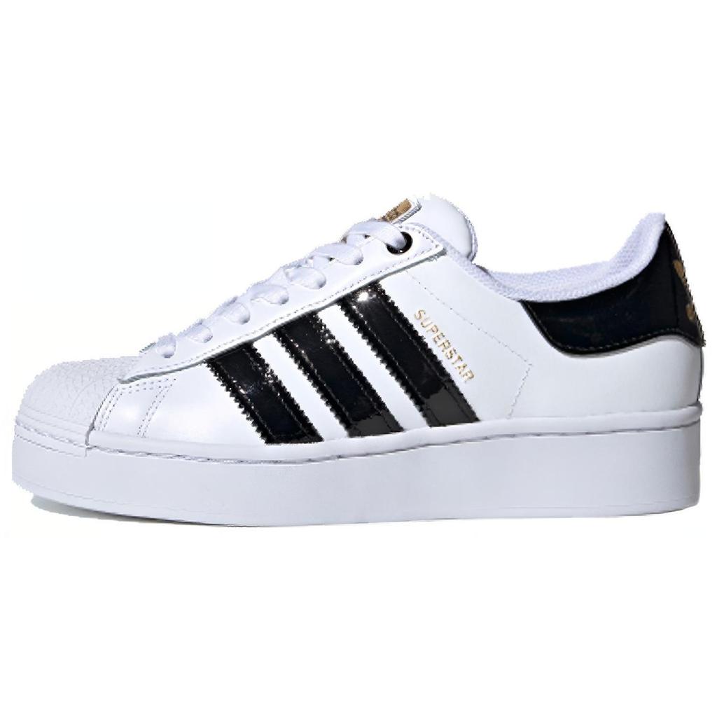 Adidas Womens Superstar Bold 'Cloud White' (women's sizes) Cloud White / Core Black / Gold Metallic Skateboard Shoes FV3336