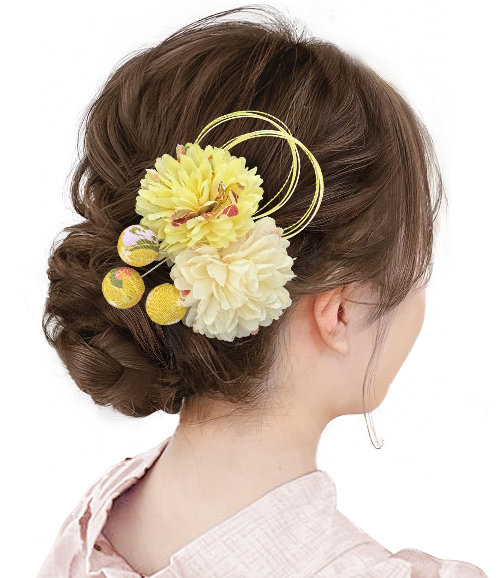 

Baramoly Hair Hair Preserved Chirimen Japanese Fireworks Entrance Graduation Bon Japanese AP006 Yellow Ornament, Accessory, Flowers, Dahlias, Balls,