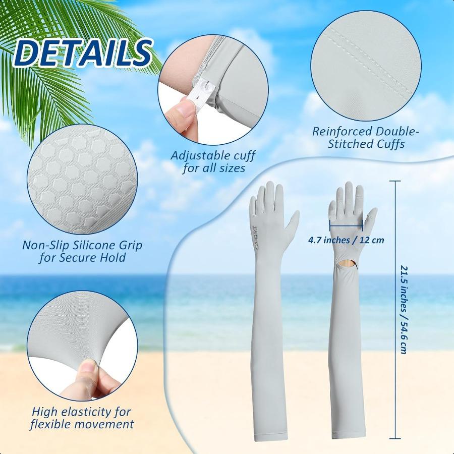 

2 пары женских длинных перчаток с защитой от солнца и УФ-излучения, охлаждающие велосипедные перчатки UPF 50+ для вождения, пеших прогулок, садоводства United States