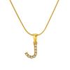 European & American Stainless Steel Diamond Alphabet Pendant Clavicle Chain Necklace for Women