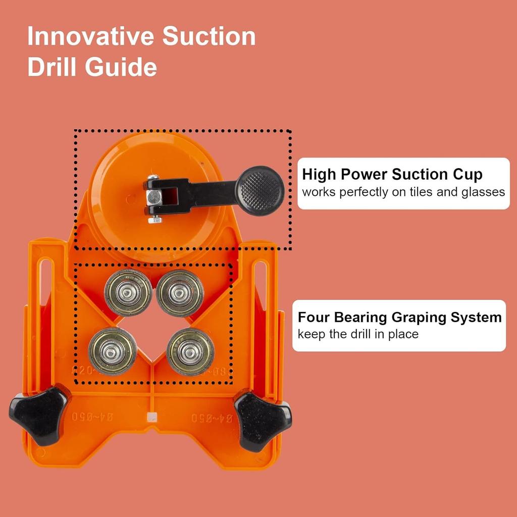 Meccion Hole Saw Guide adjustable 4mm - 80mm with Vacuum Base Sucker Core Bit Guide Openings Locator for Glass, Diamond, Marble, Ceramic Tiles
