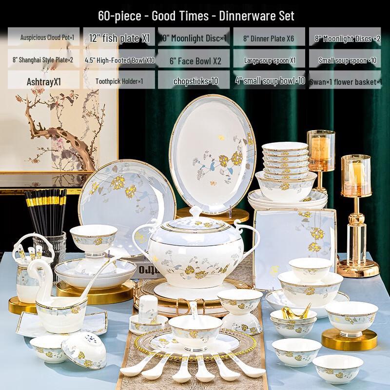 

Набор керамической посуды Zhishi из 60 предметов Хорошие времена, красивые пейзажи