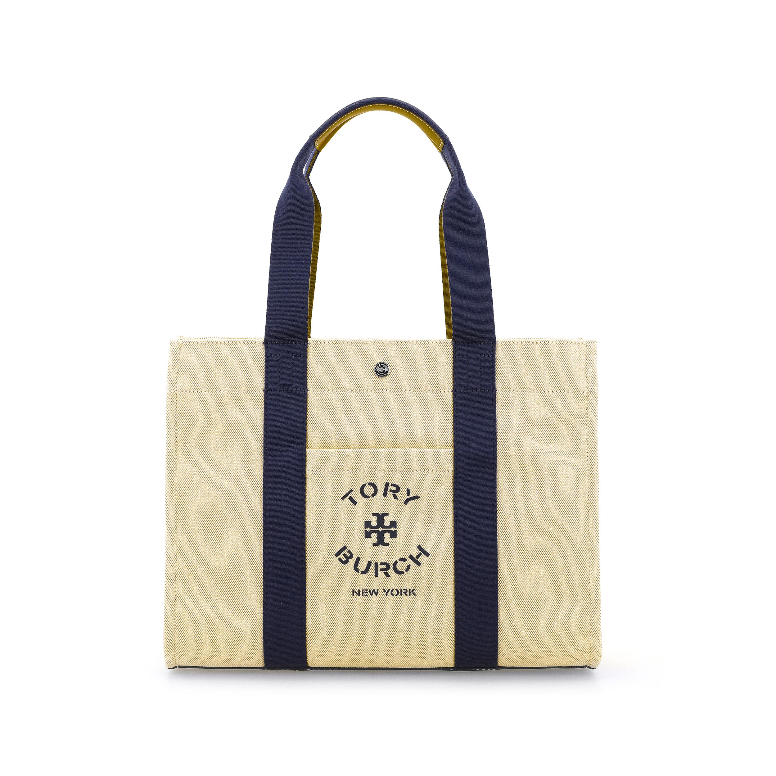 

Tory Burch Silver Buckle Logo Print Fabric Tote Bag Women tote bags Beige 146771-254 Basic Set (Bag+Dust Bag)