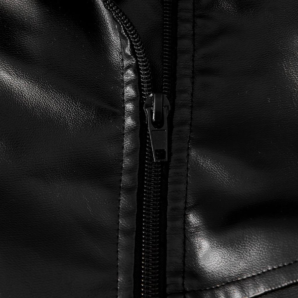 Long-Sleeve Big Collar Leather Jacket Cool Boys Moto Coat