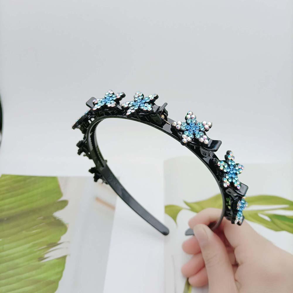 Snowflake Star Hair Bands with Clips Sweet Rhinestone Bangs Clip Headband Fashion Hairband Daily