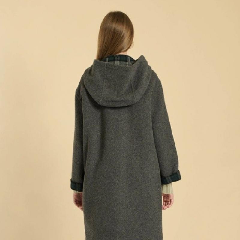Bcbg Hooded Duffle Check Coat B5wah835
