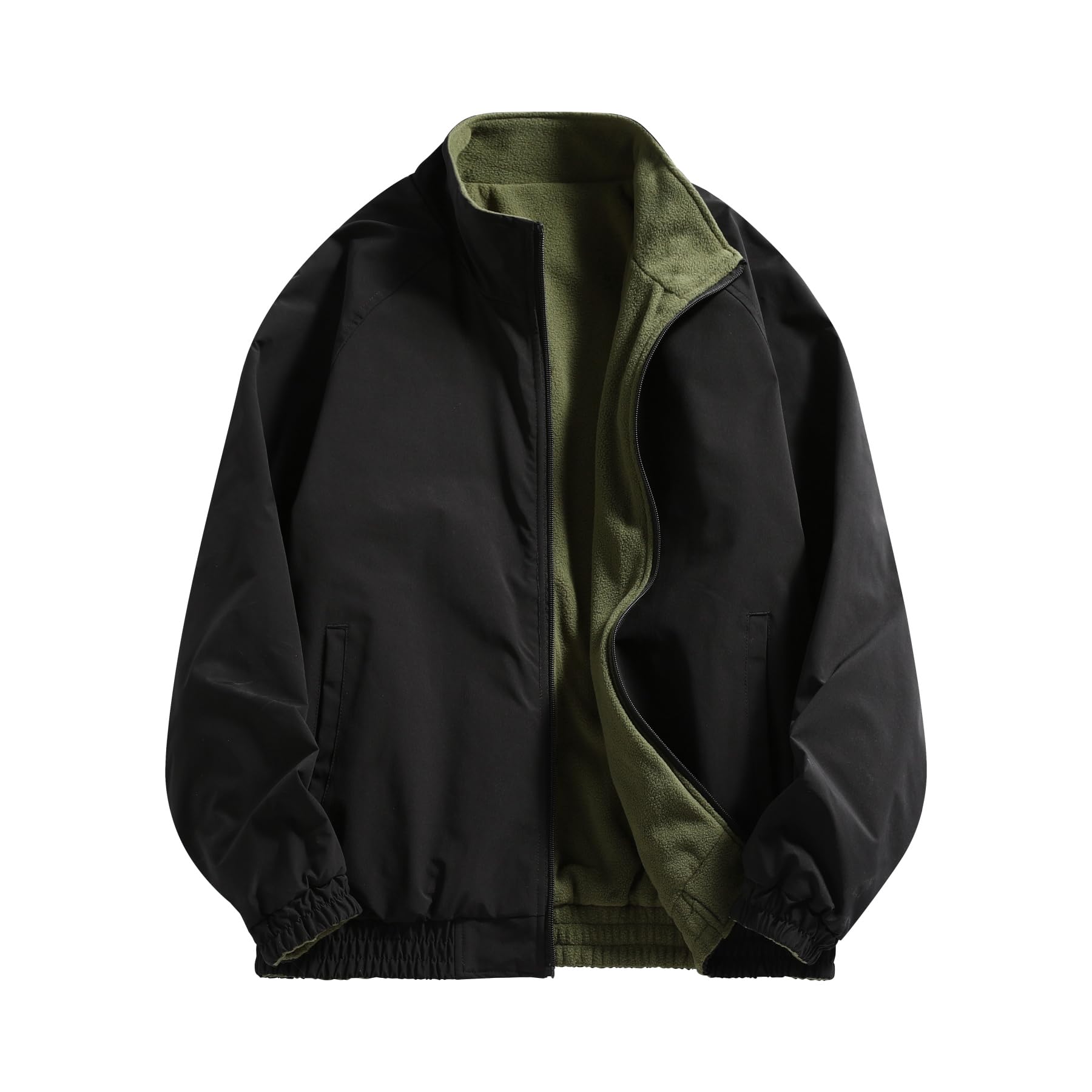 CEEN Reversible Stand Collar Loose 5 Outerwear Men s Jacket, 2-Way Fit, Pockets, Windproof, Spring/Autumn чёрный