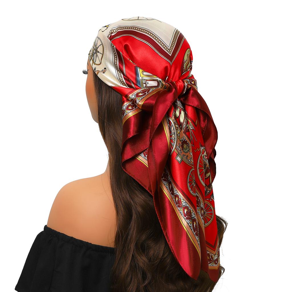 Cachecóis Populares Europa E América Moda Bandanas Nova Estampa Protetor Solar 90X90CM Lenço Quatro Estações Lenços de Seda Quadrados de Luxo